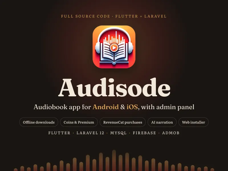 Audisode – Audiobook App (Flutter + Laravel) — Mobile apps product cover