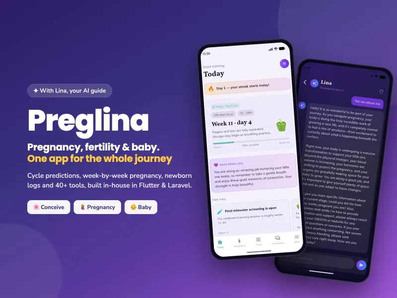 Preglina: Pregnancy Cycle Baby — Mobile apps project cover